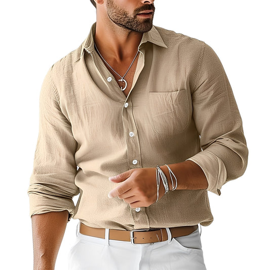 Emile - Camicia di lino uomo, classica e semplice