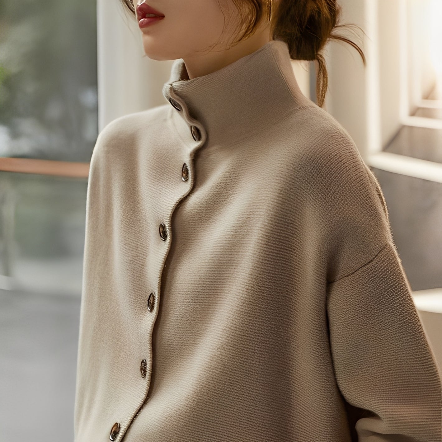 Evelynn - Maglione chic lavorato a maglia a collo alto per donne