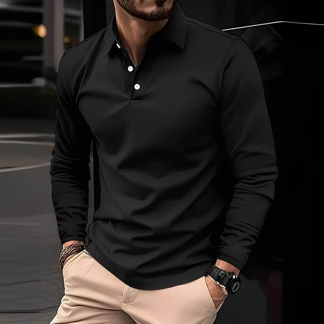 Stephen - Polo da uomo a maniche lunghe casual