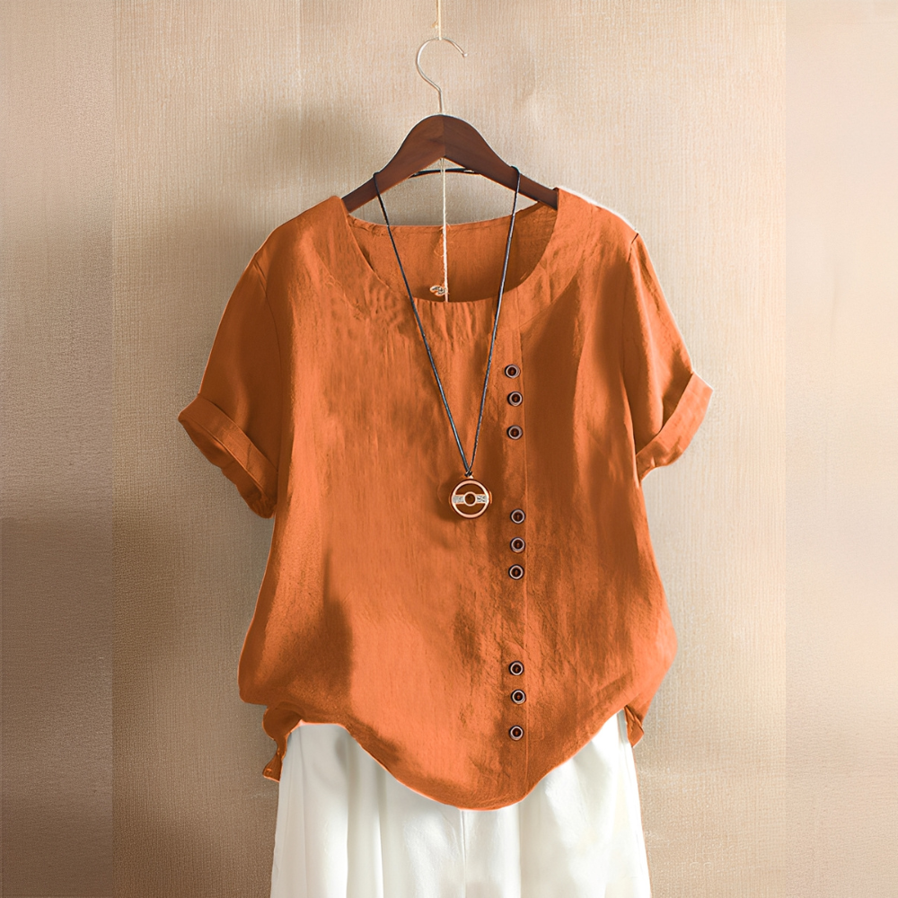 Corrine - Camicia classica in lino con vestibilità ampia per donne