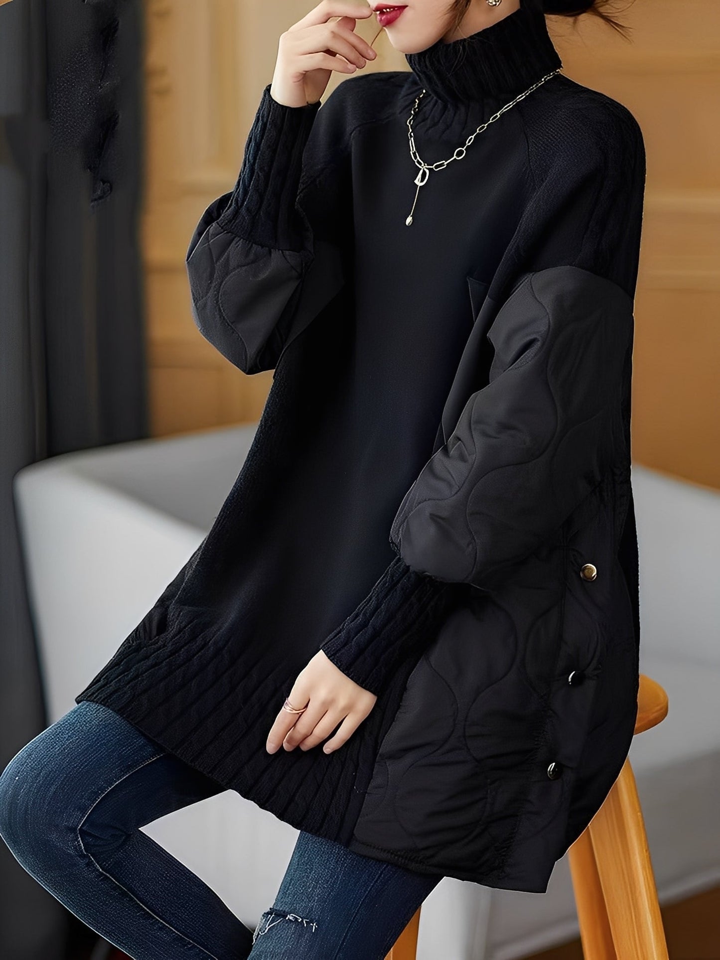 Vonda - Maglione casual con collo alto per donne