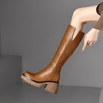 Madelaine - Stivali casual e robusti in pelle con zip per donne