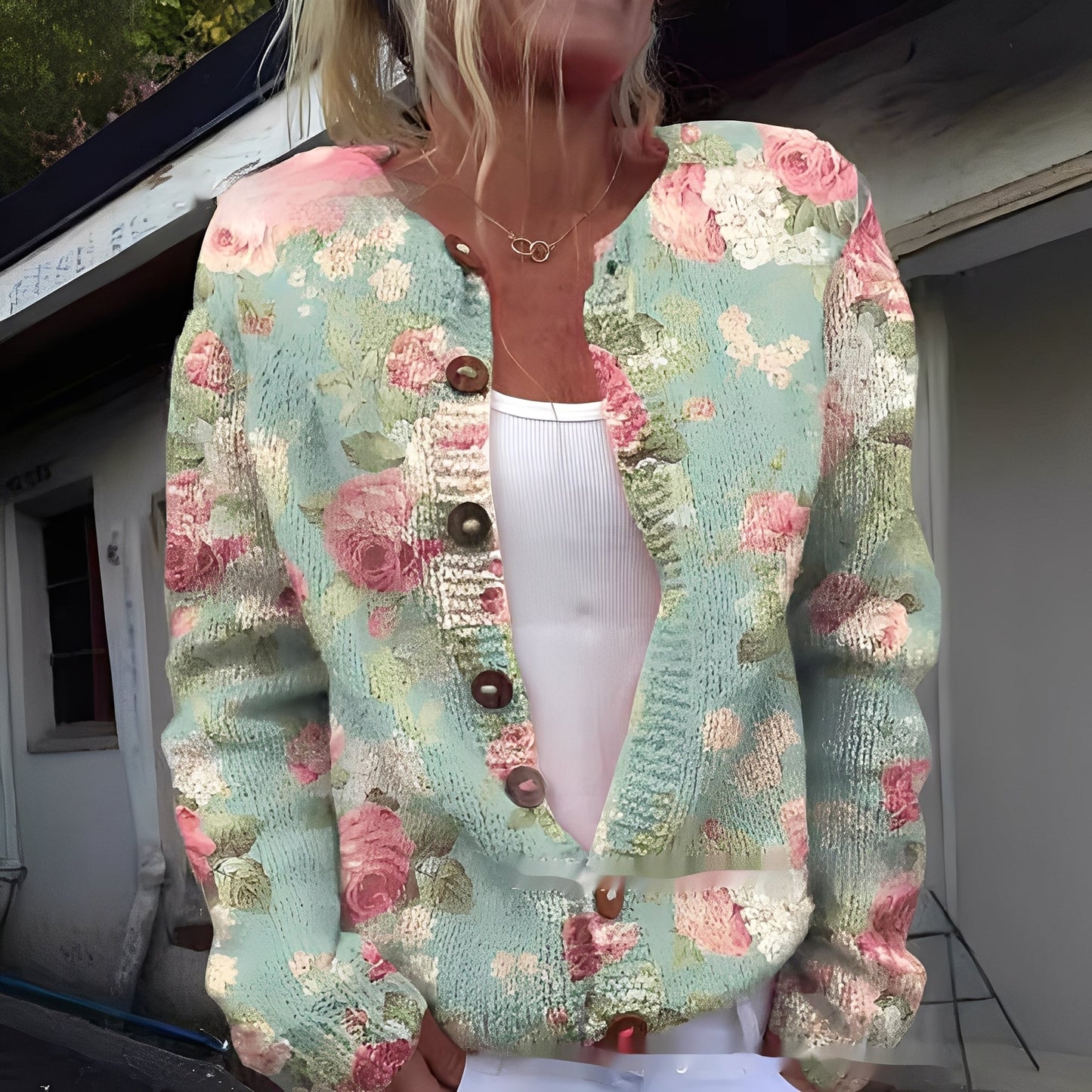 Wilda - Cardigan elegante e caldo con decorazione floreale per donne