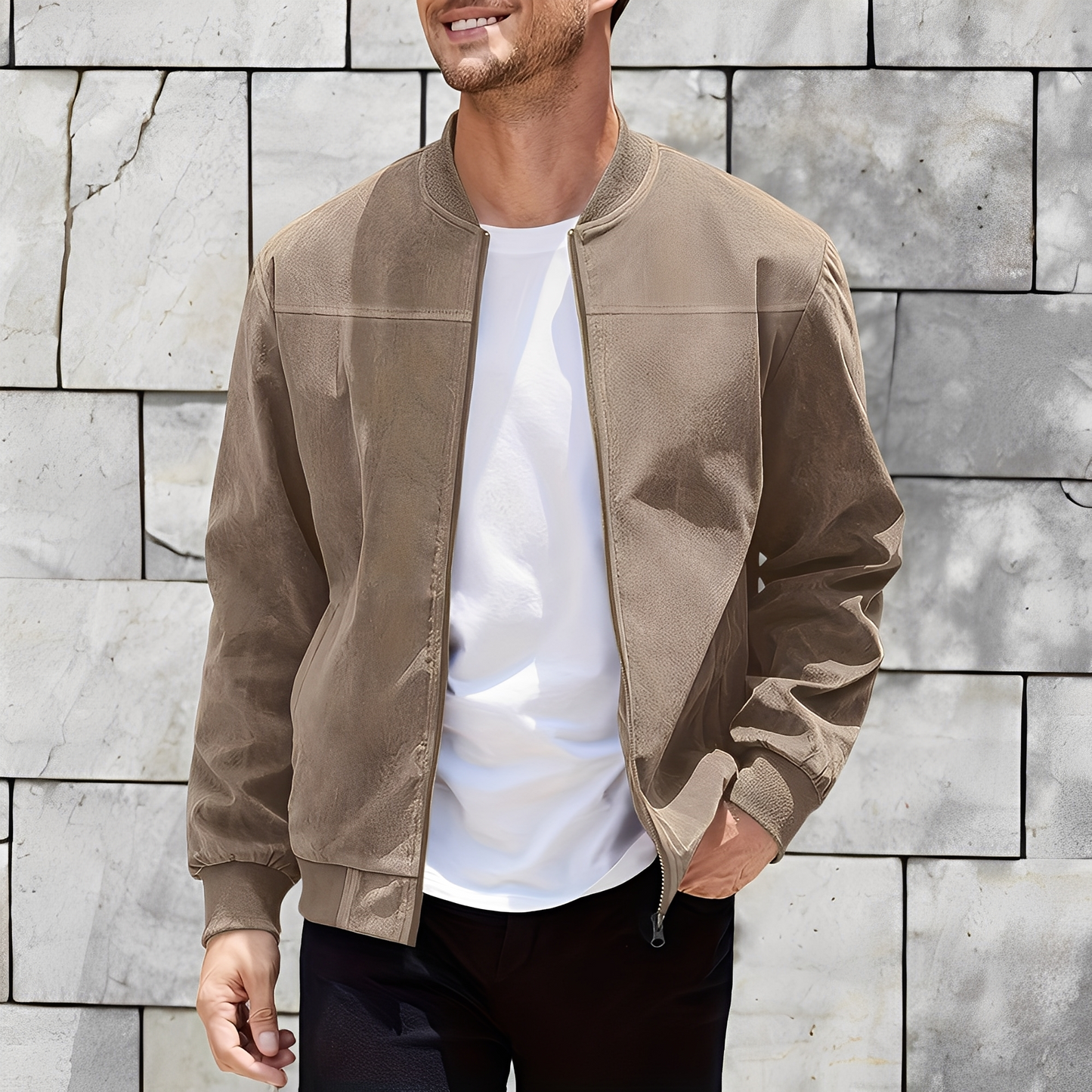 Easton - Classica, giacca in pelle scamosciata elegante per uomini