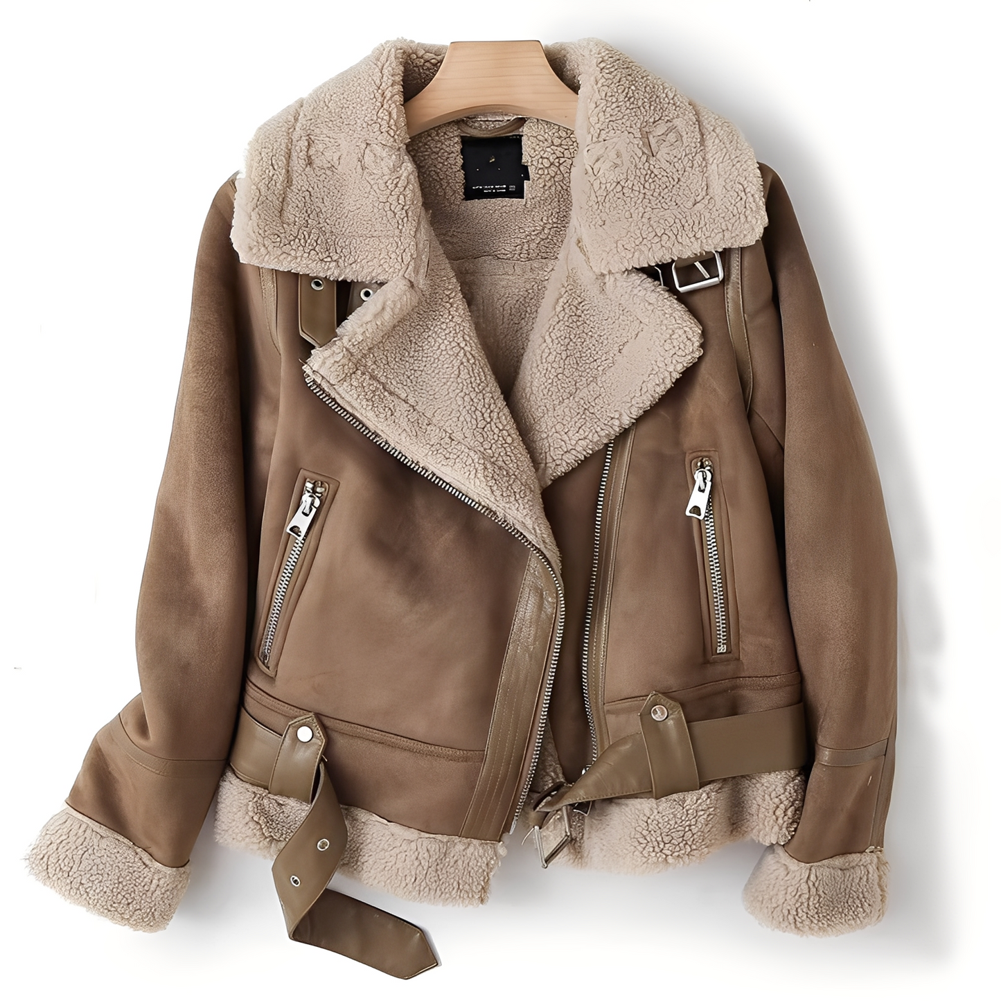 Marianne - Giacca elegante in pelle scamosciata con cintura per donne