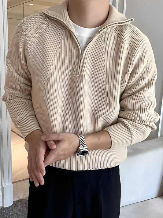 Lucas - Elegante maglione lavorato a maglia con mezza zip per uomo