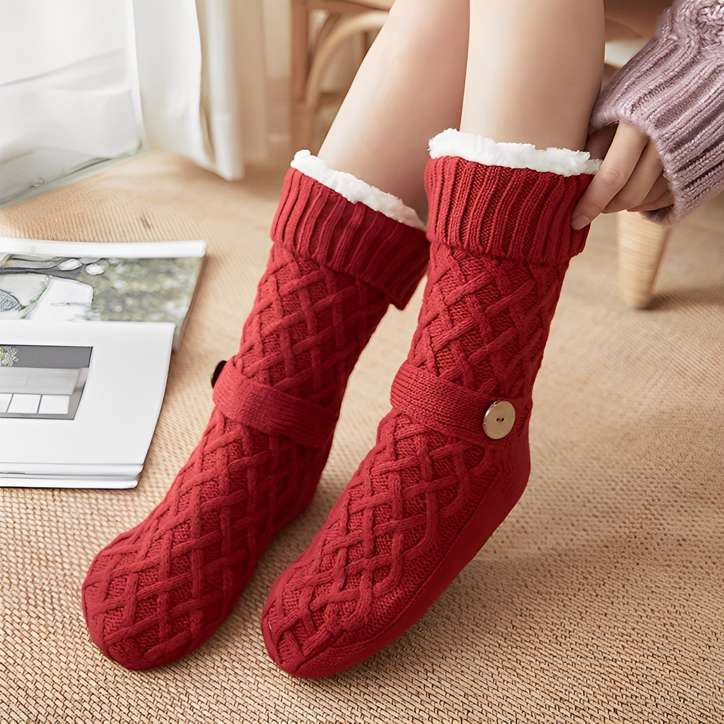 Lavina - Calze eleganti di lana con fodera in pile per donna