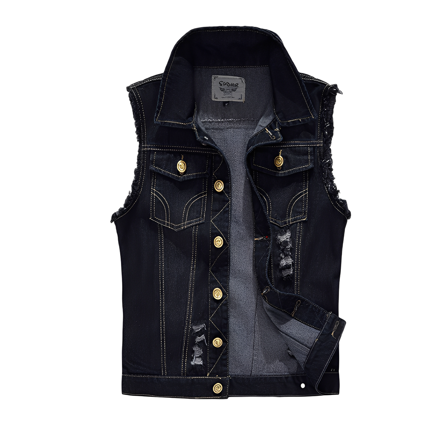 Morley - Gilet di jeans vintage con tasche per uomini