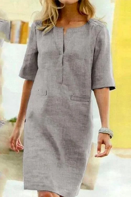 Alessandra - Vestito in Cotone e Lino con Comfort Leggero