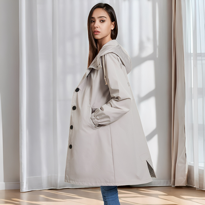 Vivyan - Giacca casual impermeabile con cappuccio per donne