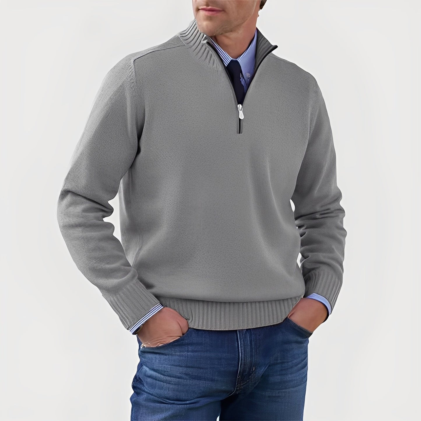 Nolan - Maglione da uomo con zip casual