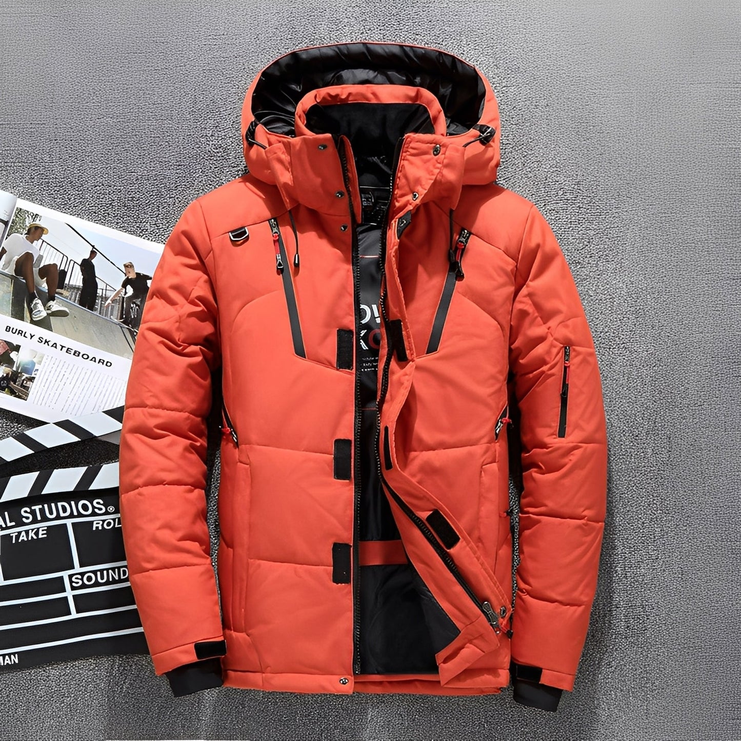 Damian - Giacca contemporanea con cappuccio e molte tasche per uomo