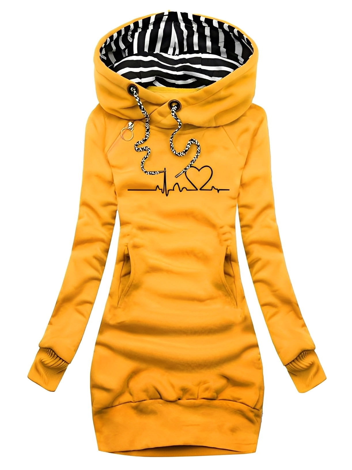 Roxanne - Vestito in maglia casual stampato con cappuccio per donne