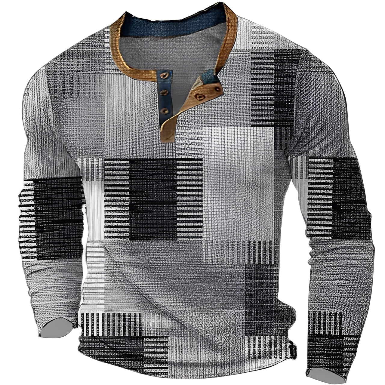Brennan - Camicia da uomo stampata con maniche lunghe per un look informale