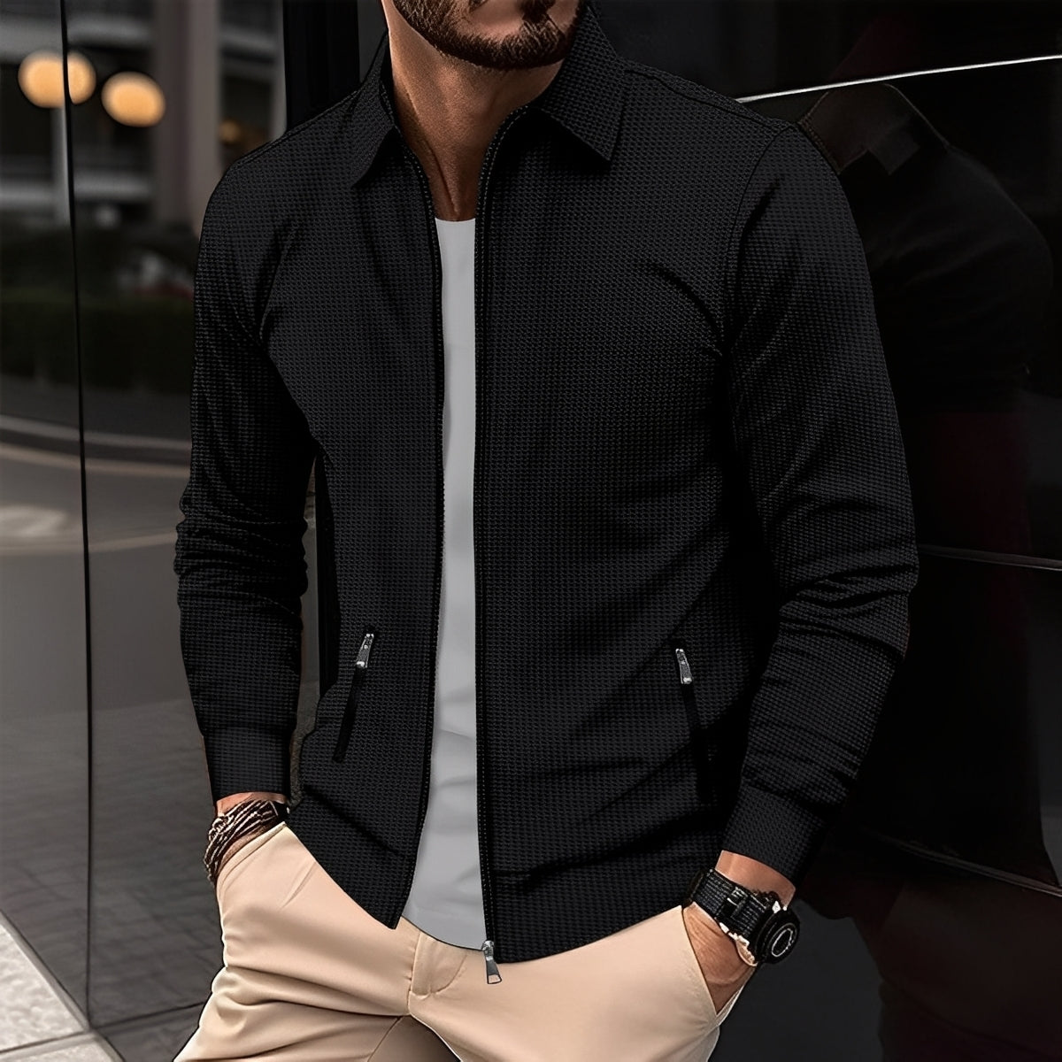 Anthony - Giacca da uomo moderna con tasche con cerniera