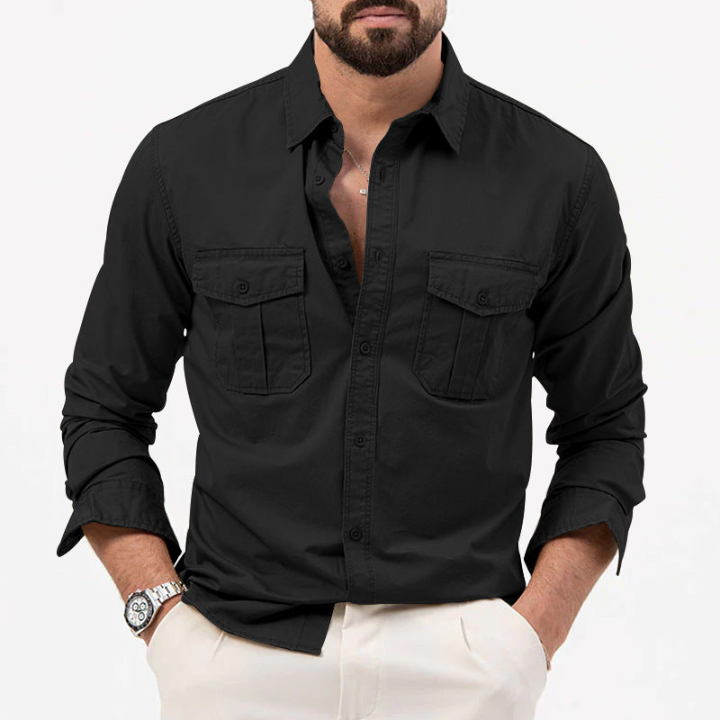 Dennis - Camicia tradizionale a maniche lunghe con tasche per uomo