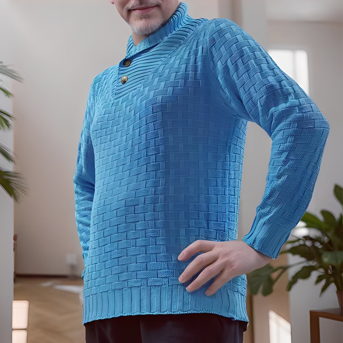 Branson - Pullover casual tricoté à col montant pour homme