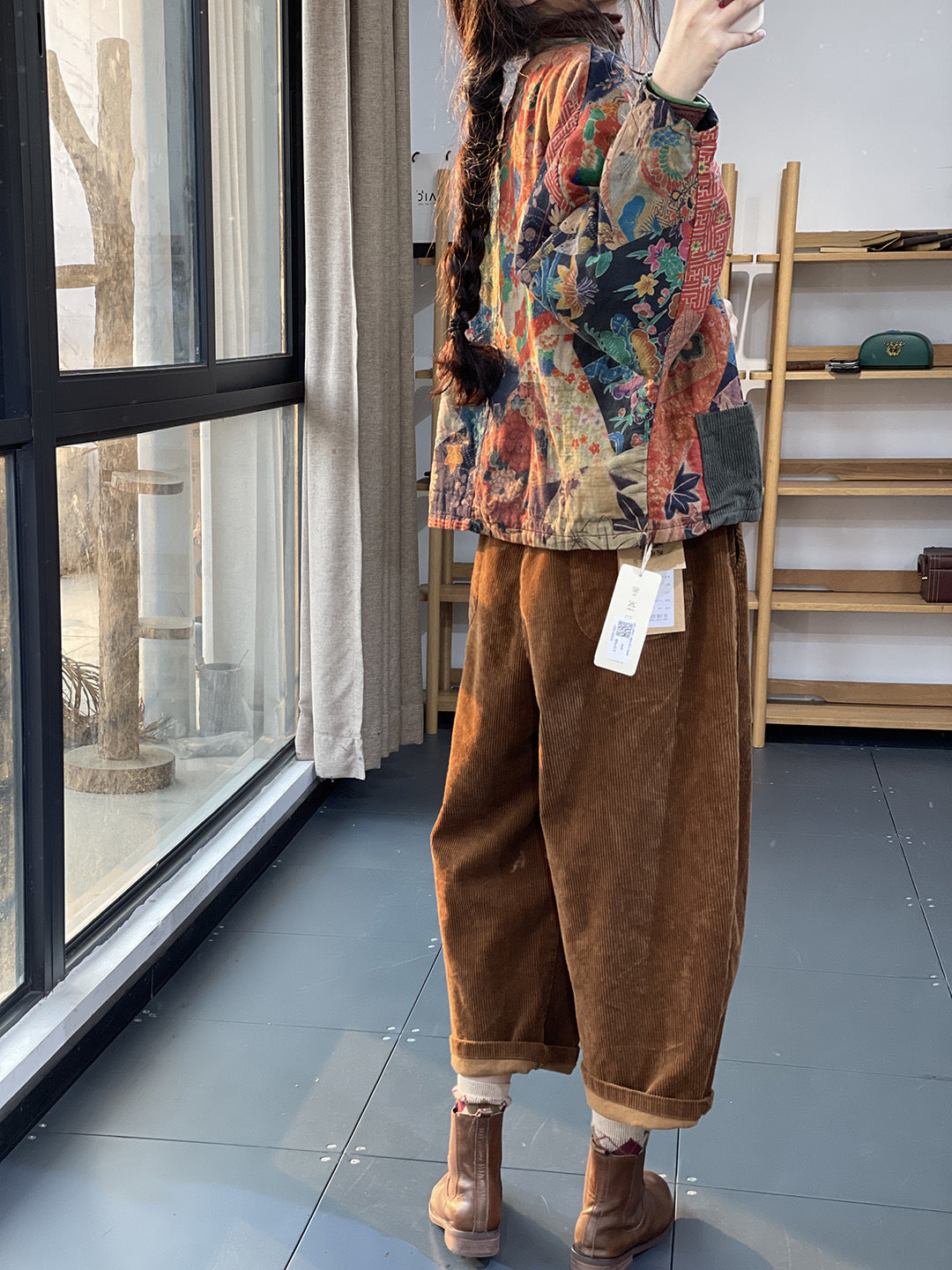 Charisse - Classico cappotto etnico con tasche per donne