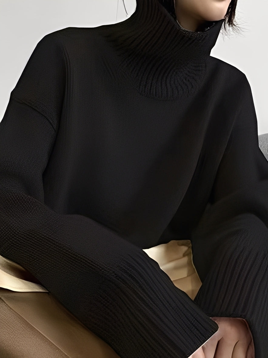 Adrienne - Raffinato pullover a collo alto in cashmere con vestibilità comoda