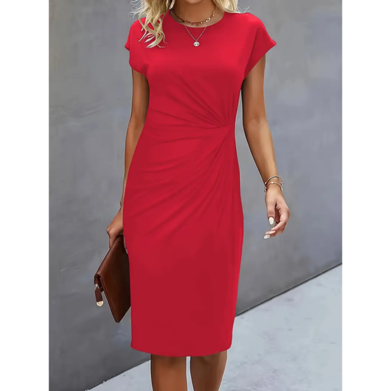 Miranda - Elegante Donna Midi Abito Manica Corta