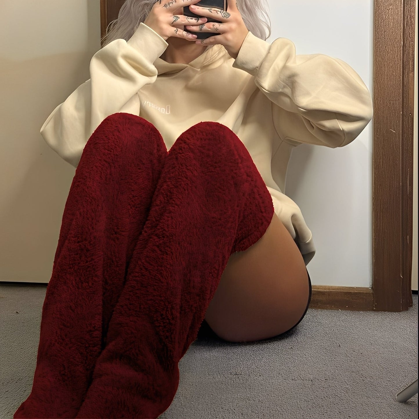 Camellia - Calde calze invernali sopra il ginocchio per donne