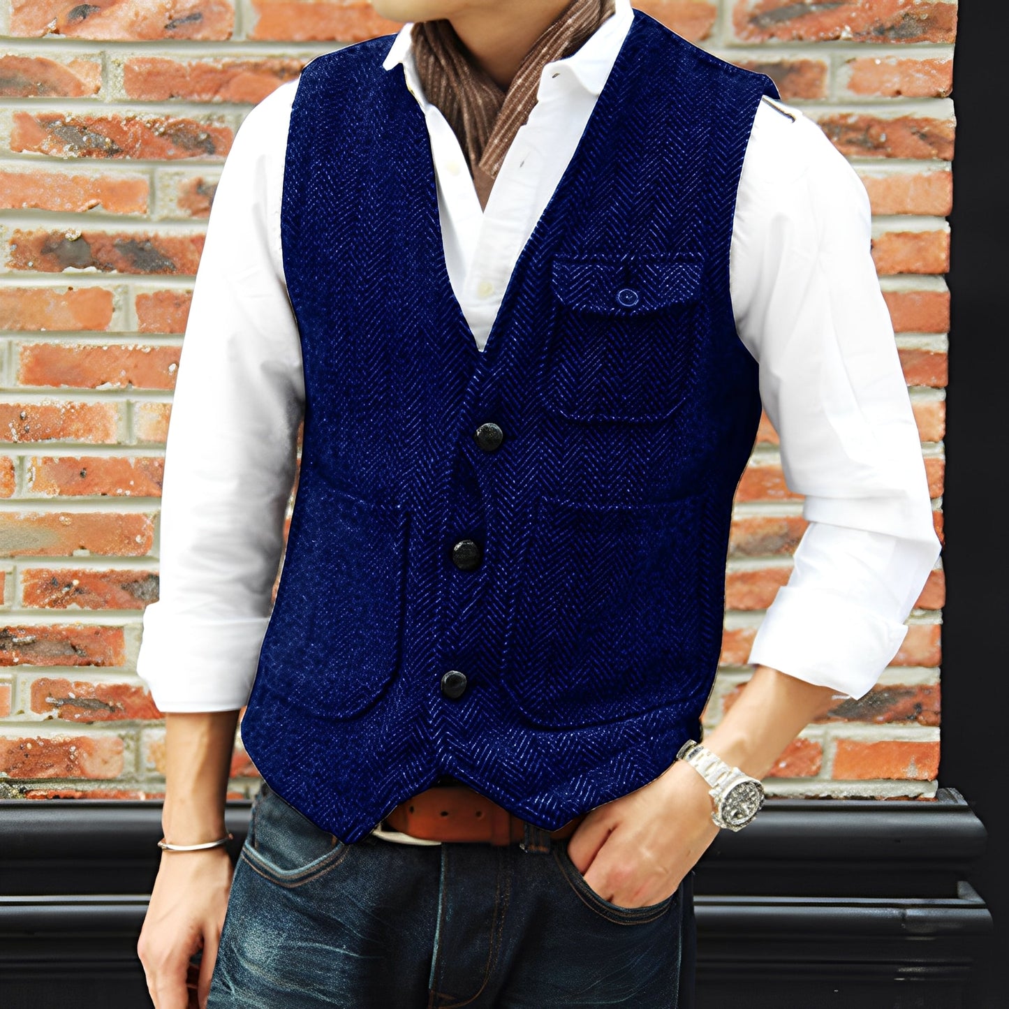 Matthew - Gilet elegante in tweed con tasche per uomo