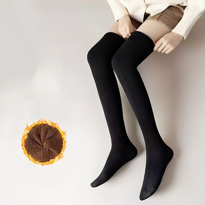 Shirlee - Calze sopra il ginocchio spesse, calde e raffinate