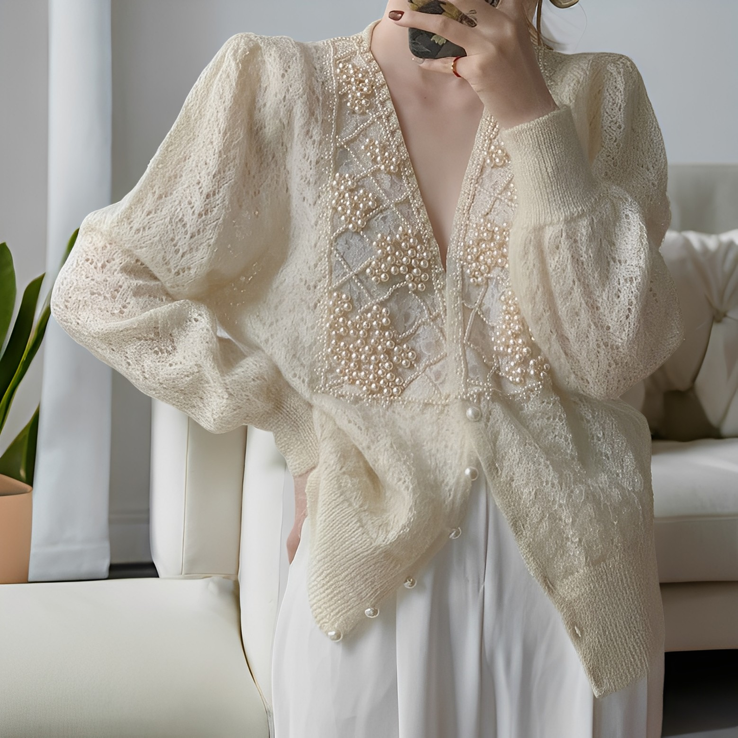 Jolie - Maglione elegante con bottoni di madreperla