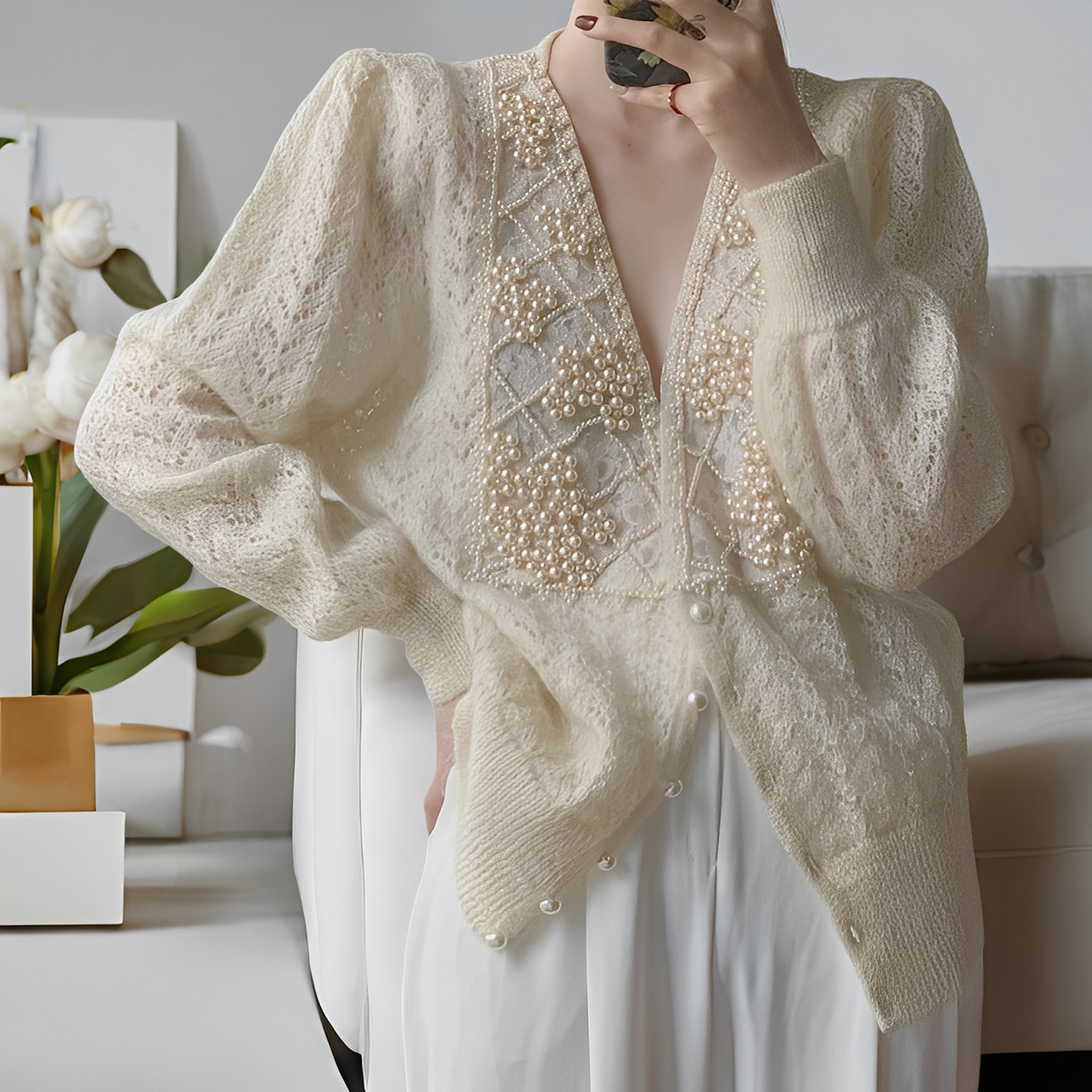 Jolie - Maglione elegante con bottoni di madreperla