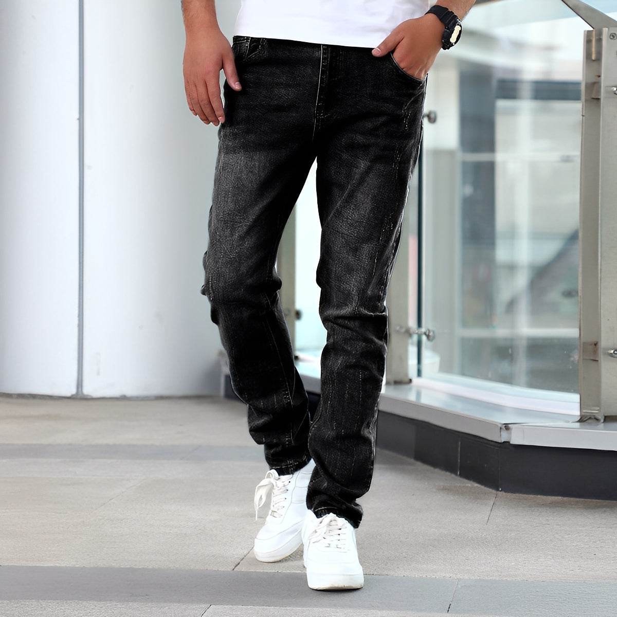 Winfred - Jeans Skinny Elasticizzati alla Moda per Uomini