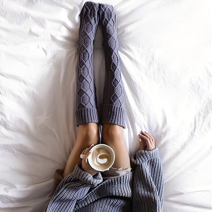 Shannon - Calze al ginocchio calde con pompon per donne