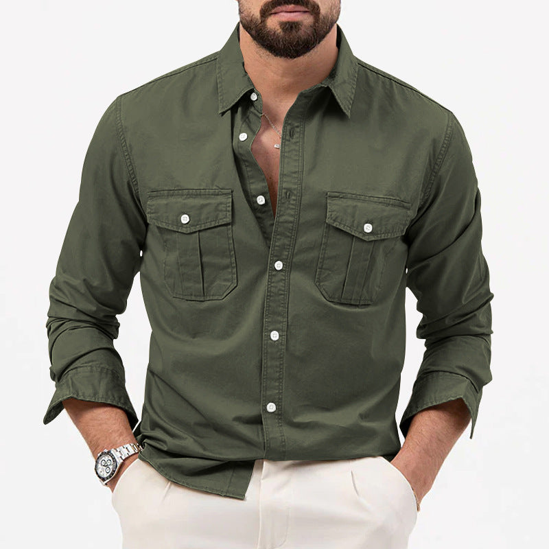 Dennis - Camicia tradizionale a maniche lunghe con tasche per uomo