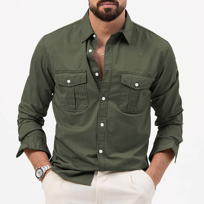 Dennis - Camicia tradizionale a maniche lunghe con tasche per uomo