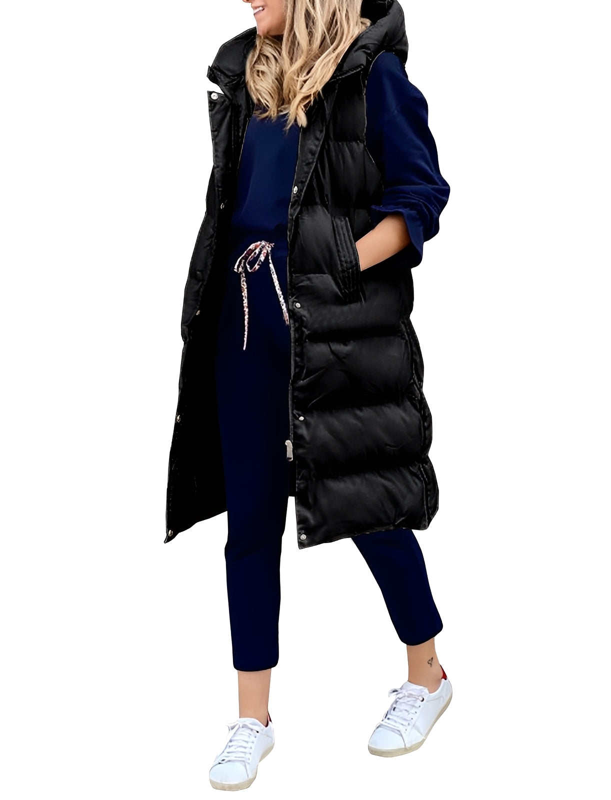 Amilia - Gilet lungo ed elegante per donne, senza maniche