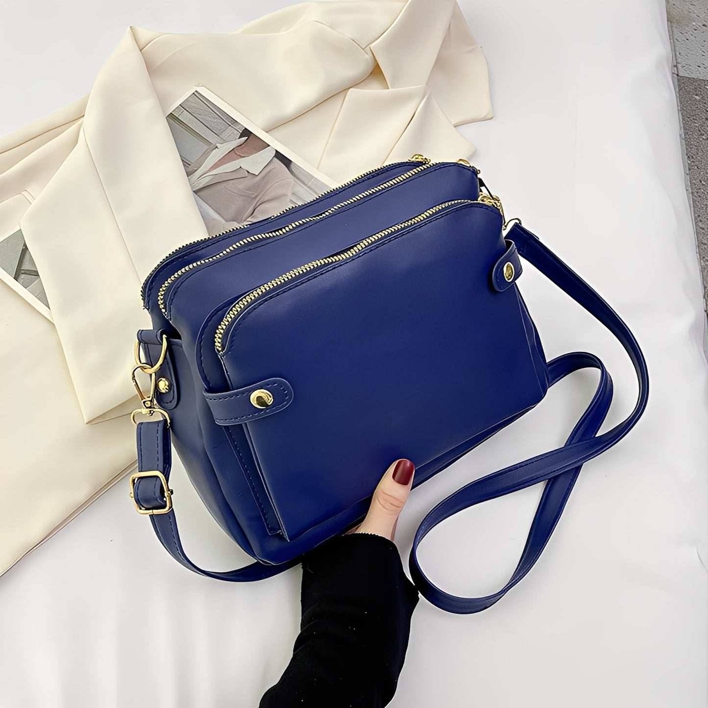 Michaela - Classica Borsa a Tracolla in Pelle per Donne