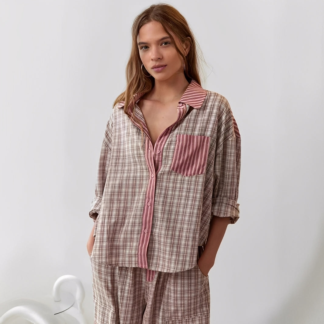 Elenora - Comodo e casual set pigiama a due pezzi per donne