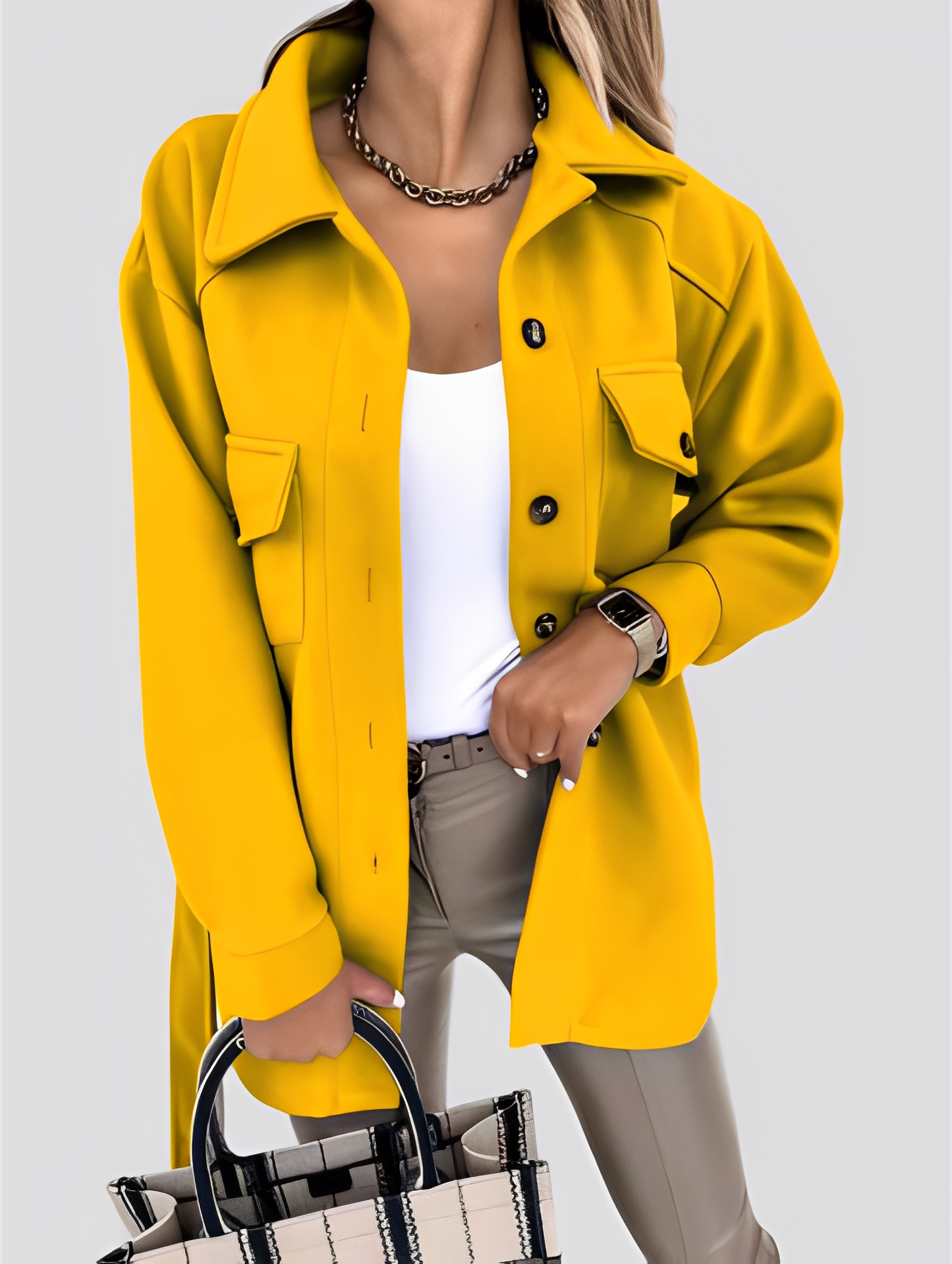 Tiffanie - Giacca moderna e leggera di lana con colletto a revers per donna