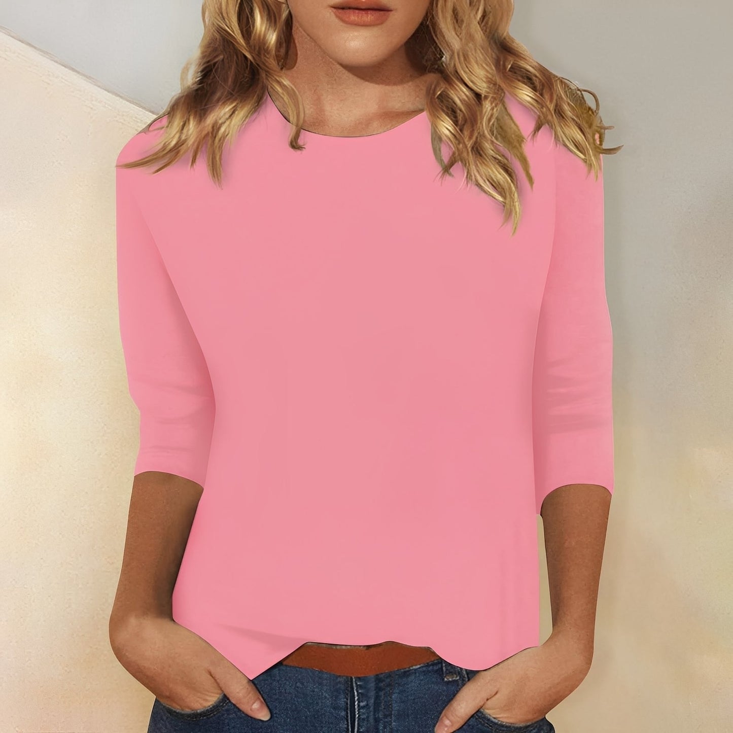 Katherina - T-shirt casual a maniche lunghe con scollo tondo per donne