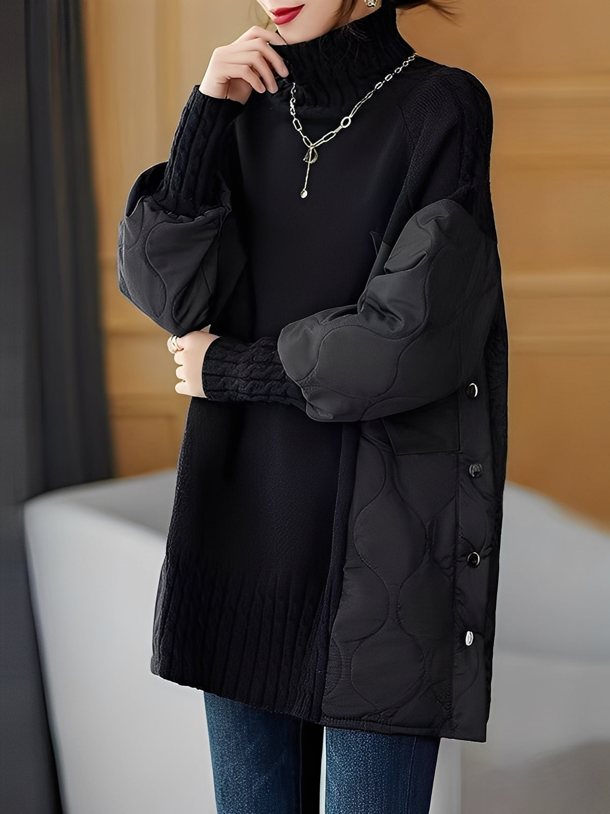 Vonda - Maglione casual con collo alto per donne