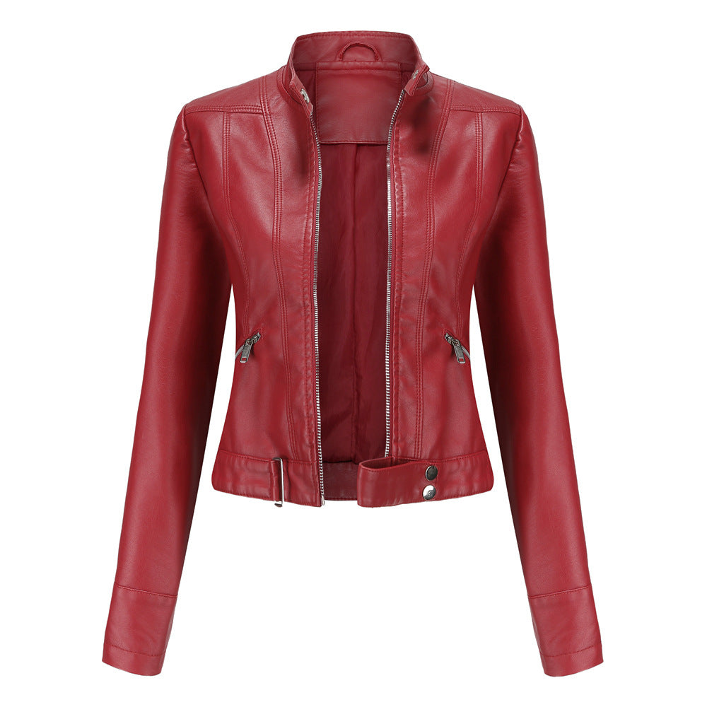 Madeline - Giacca elegante in pelle con colletto alto per donne