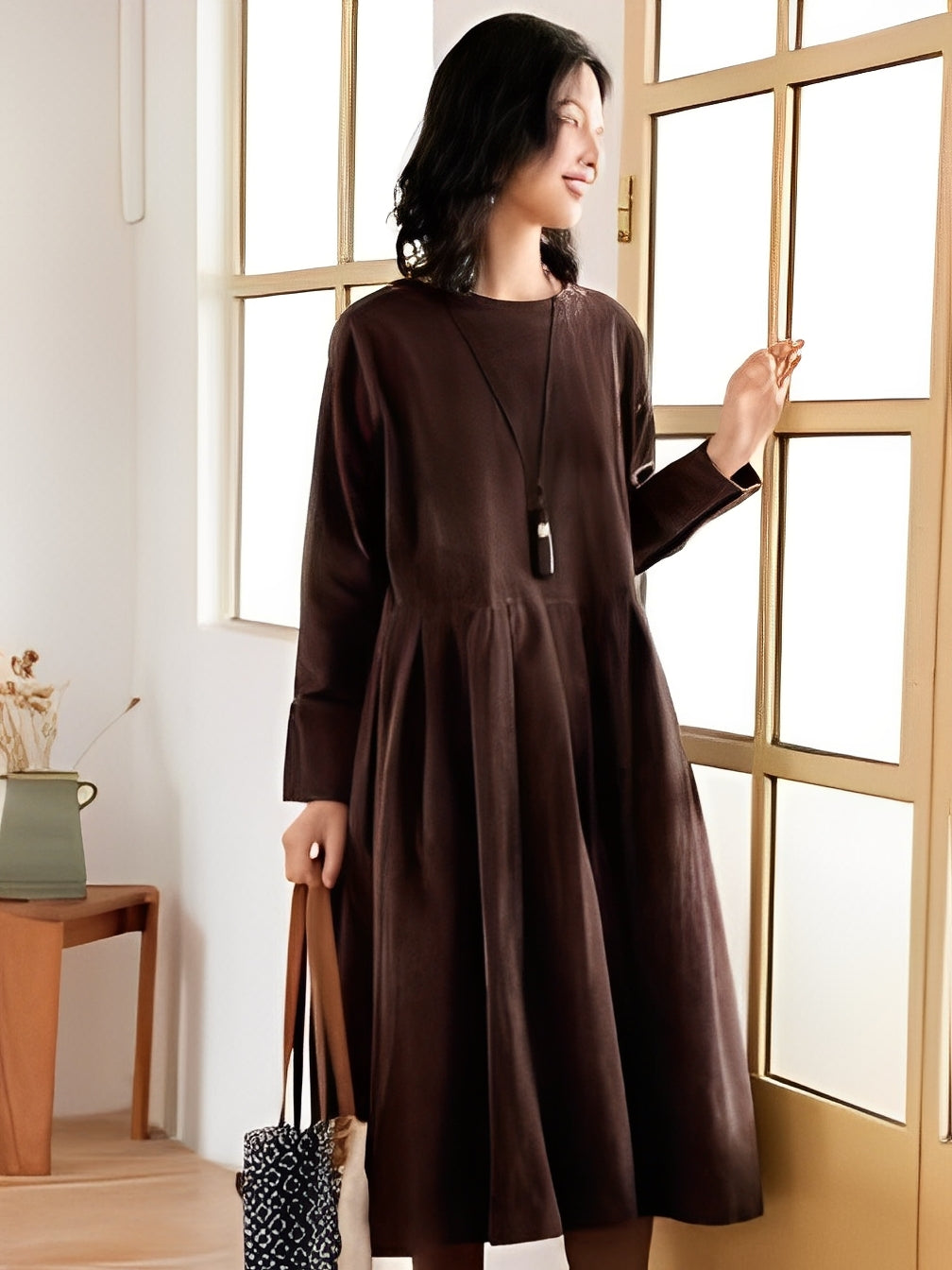Shyanne - Vestito in velluto a coste semplice e confortevole con tasche per donne
