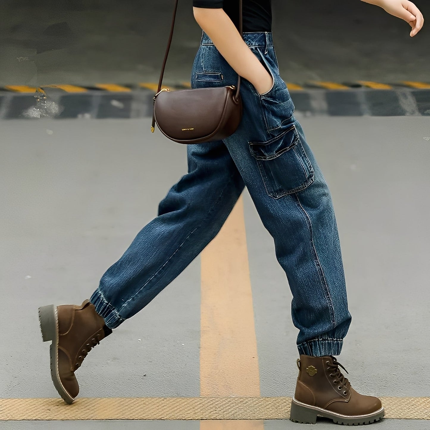 Kristal - Jeans di cotone con molte tasche per donne