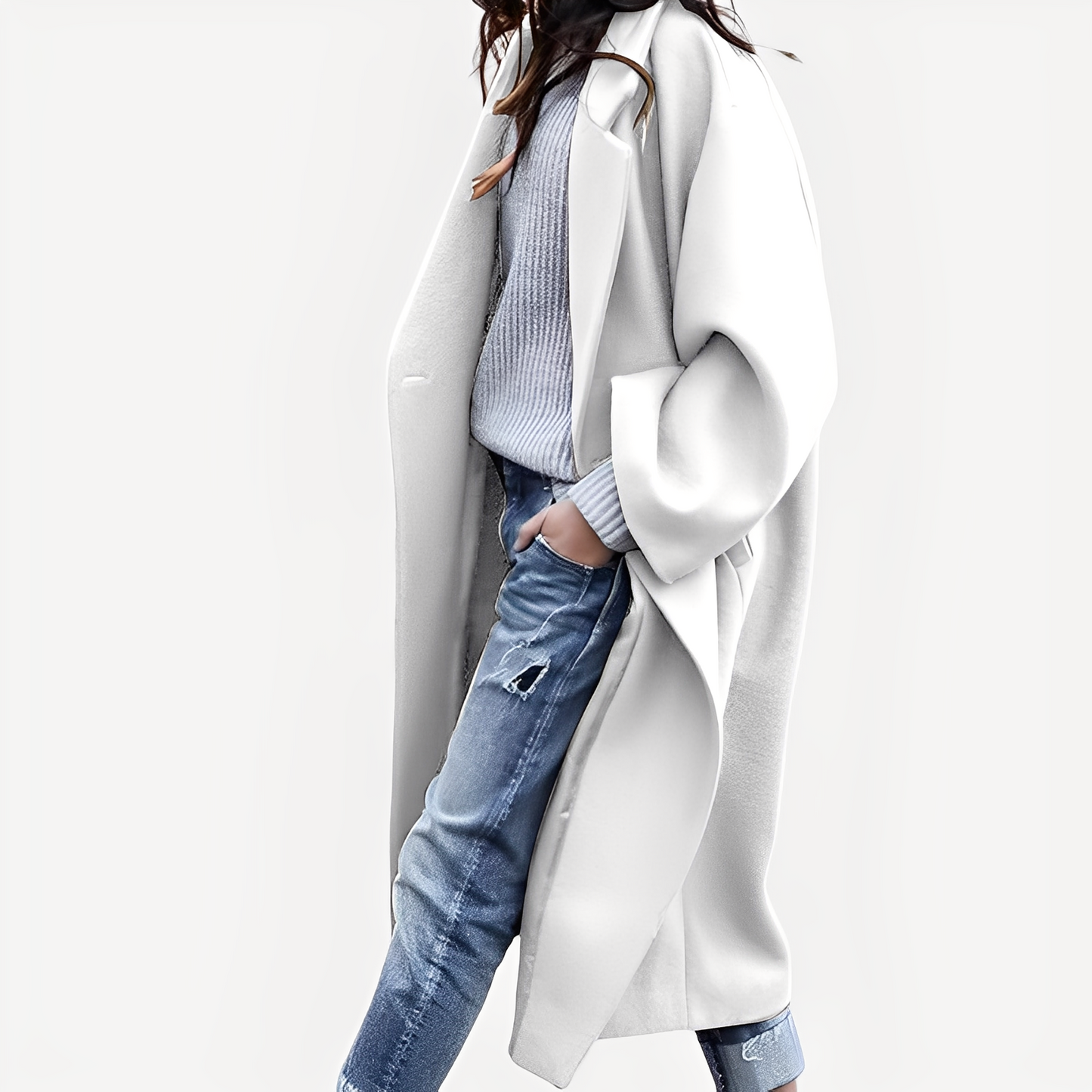 Camellia - Cappotto lungo e largo in lana per donne