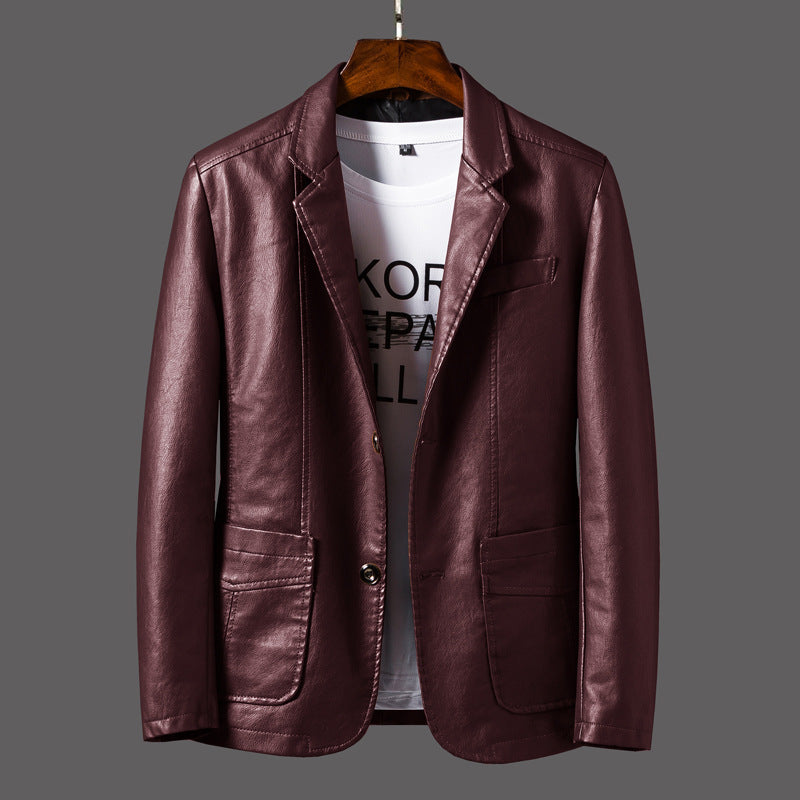 Jayceon - Giacca in pelle dallo stile contemporaneo con colletto a revers per uomo