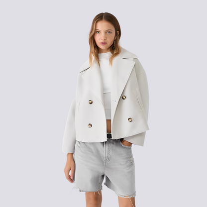 Bethney - Giacca corta di lana elegante con colletto a revers per donne