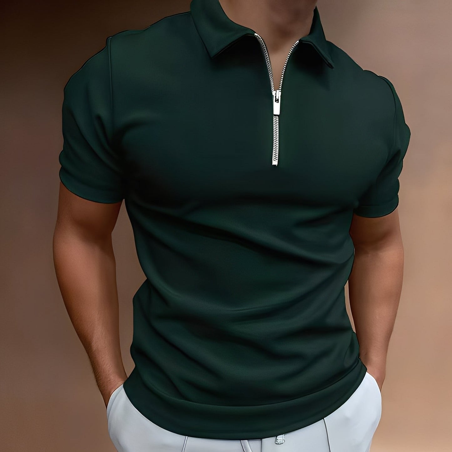 Hubert - Elegante Polo con Zip per Uomini