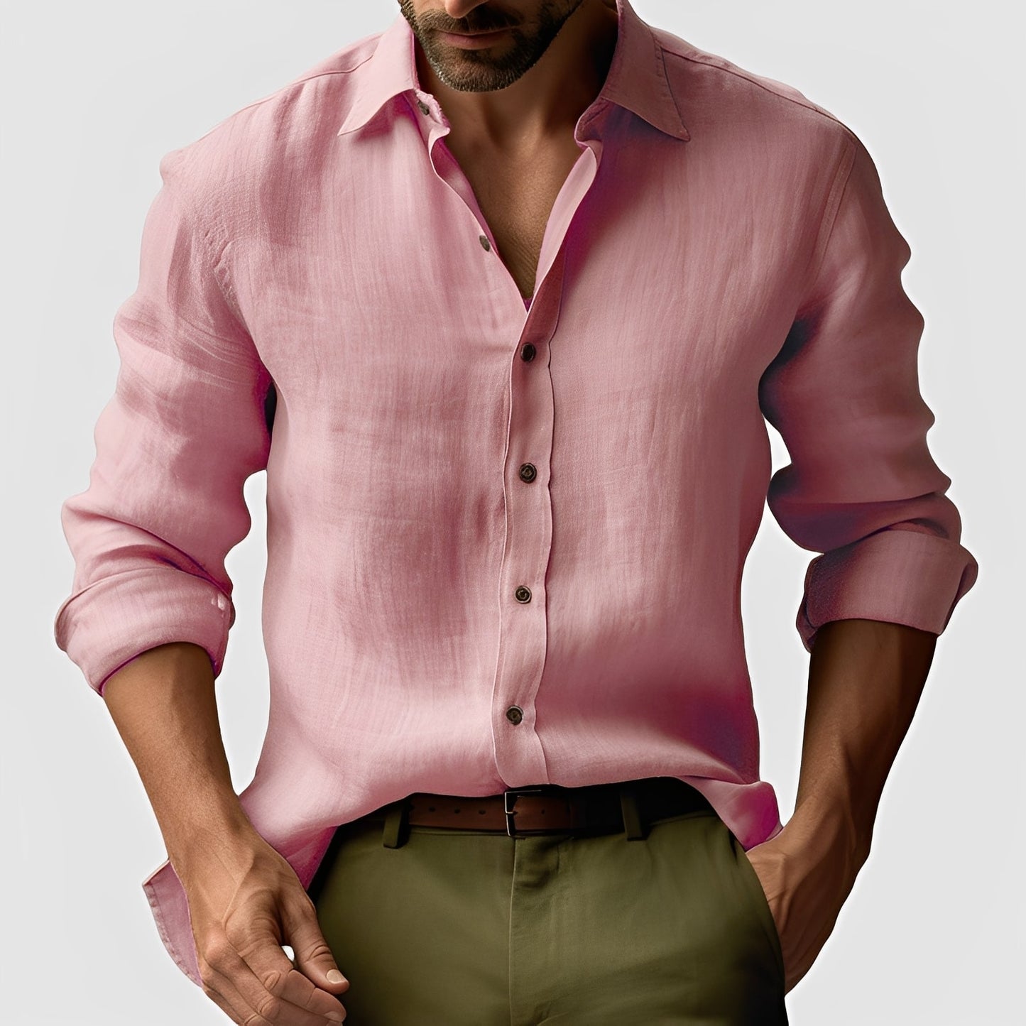 Emile - Camicia di lino uomo, classica e semplice