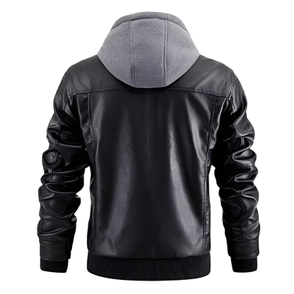 Everard - Giacca da motociclista classica con cappuccio per uomo