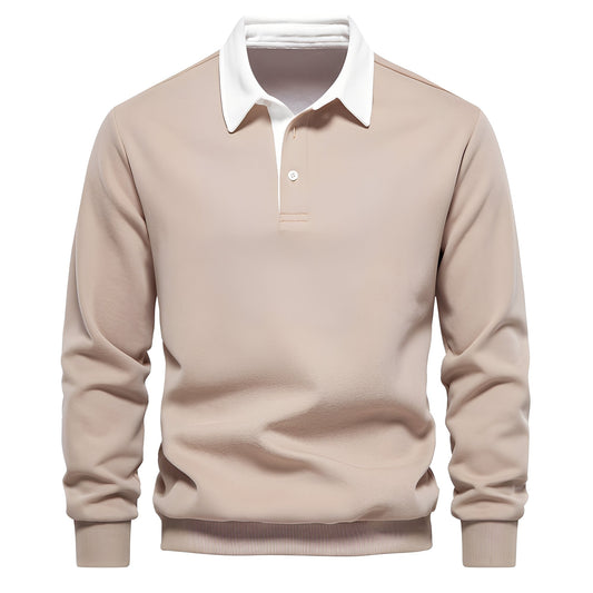 Shelton - Polo uomo casual con maniche lunghe