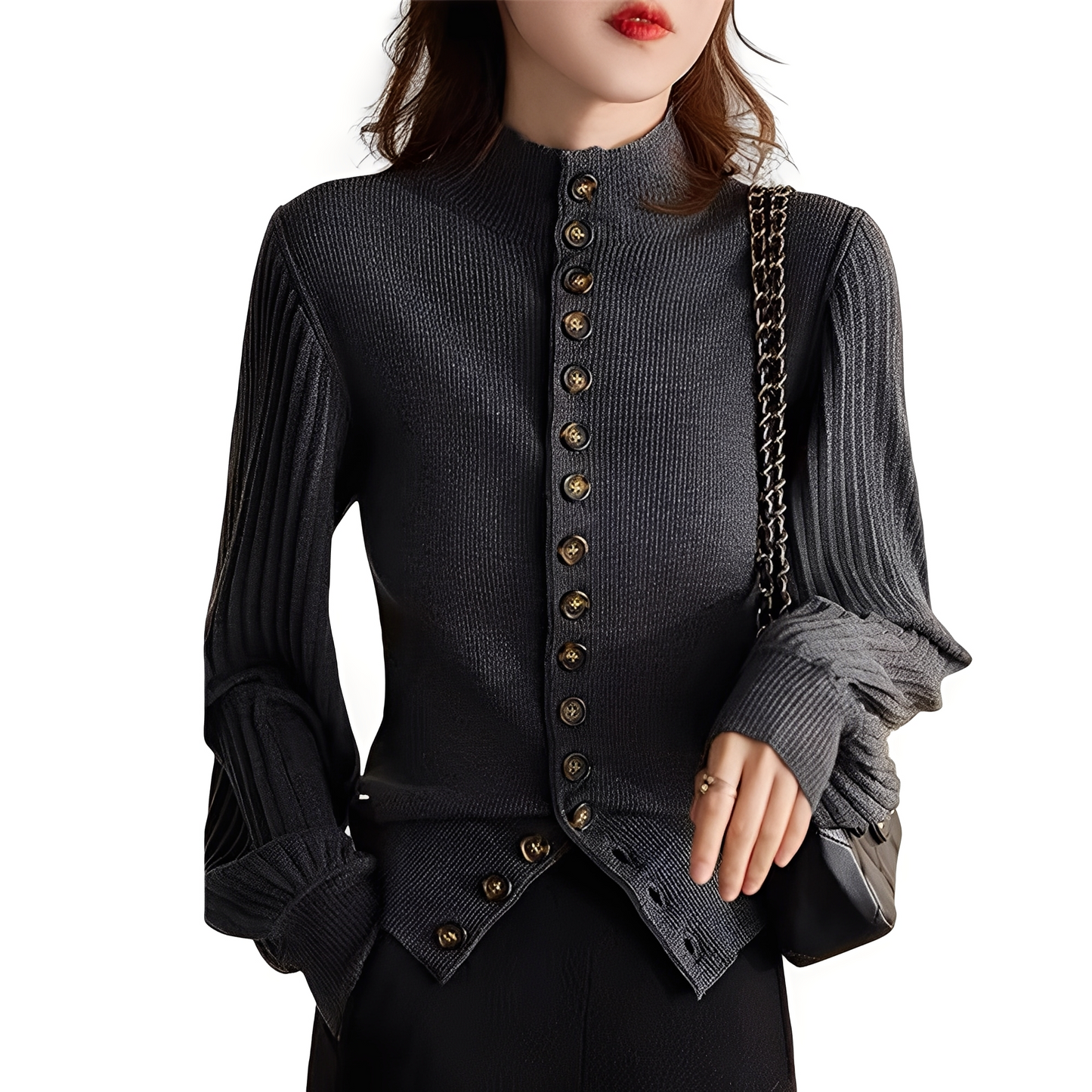 Adelyn - Maglia casual con maniche a lanterna per donne